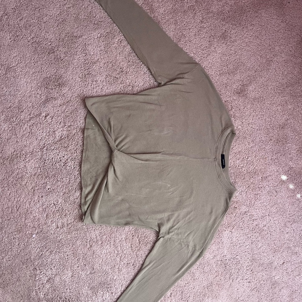 Forever 21 Olive Long Sleeve Knot Tie Tee